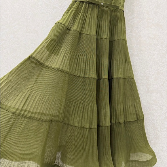 Zimmermann Olive Green Tiered Midi Dress - Picture 7 of 7